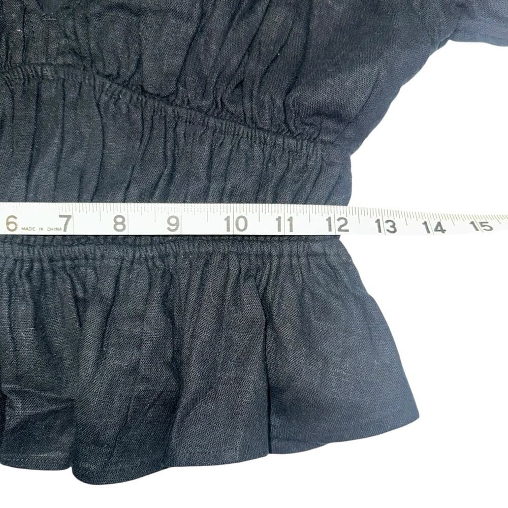 Abercrombie & Fitch Linen Blend Black Puff Sleeve Babydoll Top MEDIUM - Picture 6 of 7